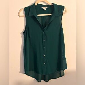 H&M sleeveless dark green blouse size 8